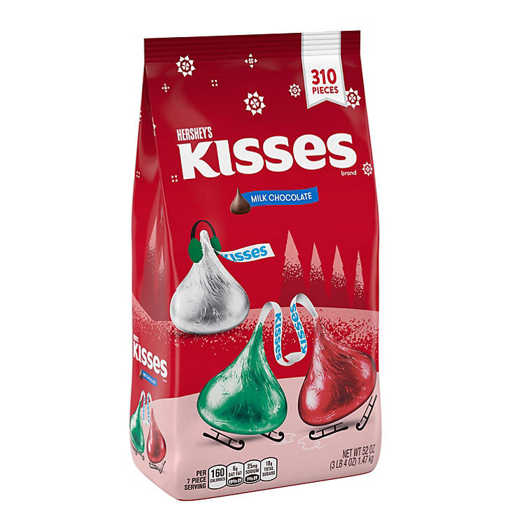 HERSHEY'S KISSES Milk Chocolate Candy, Holiday, Bag (52 oz., 310 Pieces)