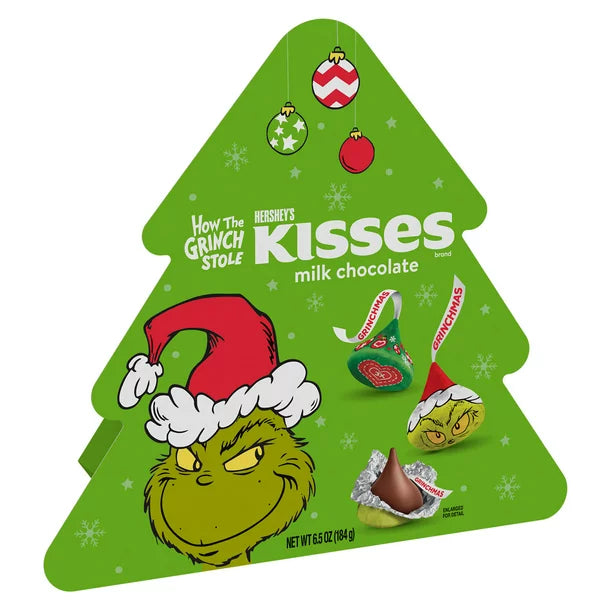 HERSHEY'S, KISSES Grinch Milk Chocolate Candy, Christmas, 6.5 oz, Gift Box