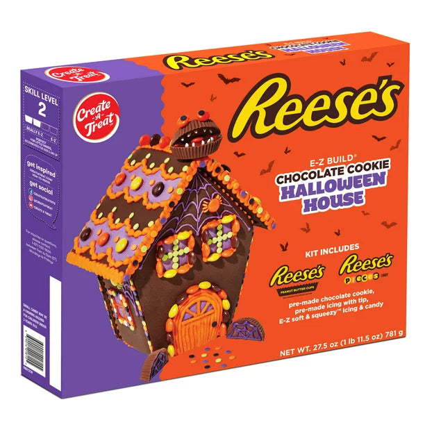 Halloween Reese's Chocolate Cookie House, Create-A-Treat Decorating Kit, Large Size, 27.5 oz