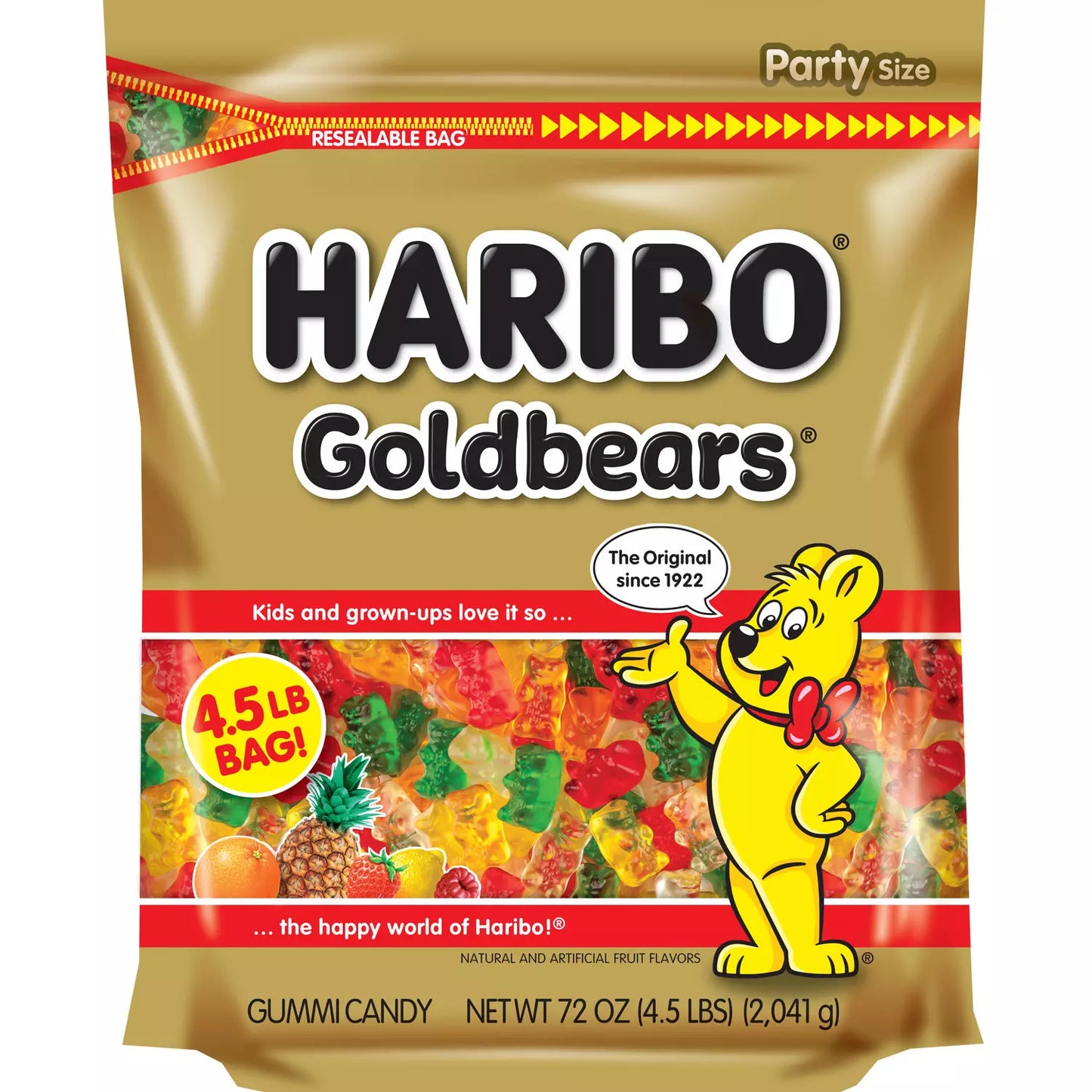 Haribo Gold-Bears Gummi Bear Candy (72 oz.) Bulk Candy Bag - 4.5 lbs