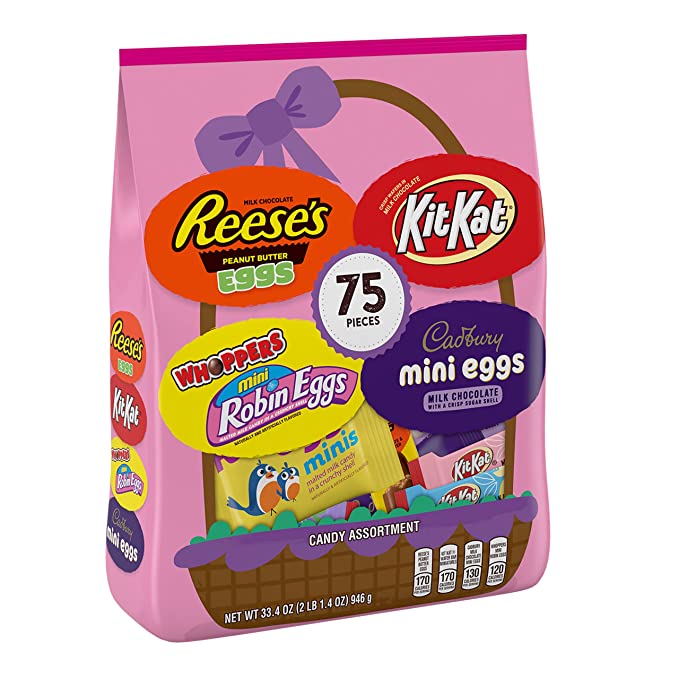 Hershey Chocolate Assortment Treats, Easter Candy, 2.5 lbs  Bulk Variety Bag (75 Pieces)