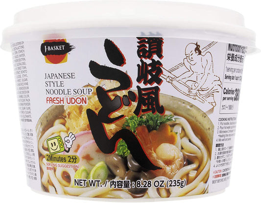 J-Basket Fresh Udon Japanese Style Instant Noodle Soup, 8.28 Oz (Pack Of 6)