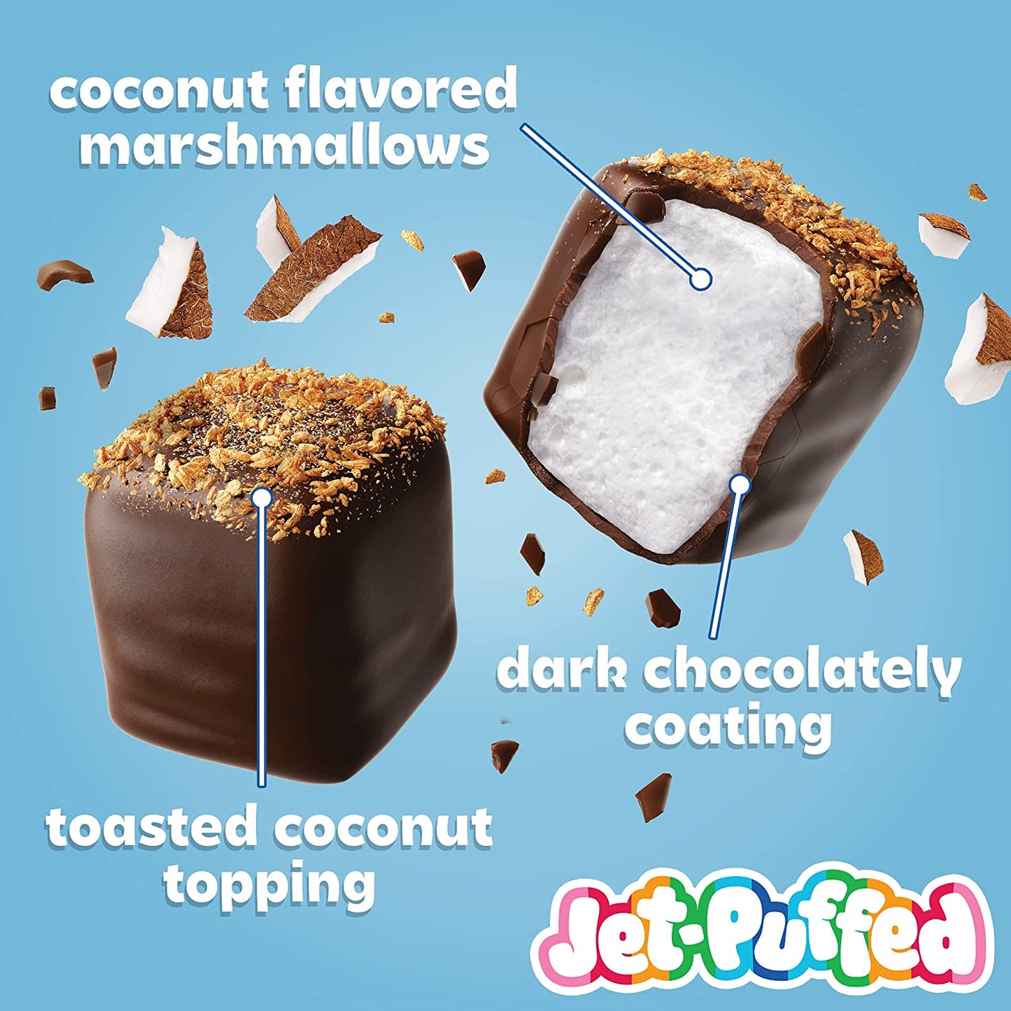 Jet-Puffed Marshmallow Bites Coconut Coated Marshmallows (6 ct Pack, 4 oz Resealable Bags)