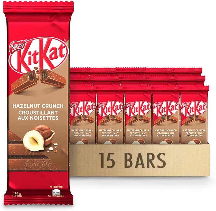 KIT KAT NESTLÉ KITKAT Hazelnut Crunch Wafer Chocolate Bars, 120 g x 15 Bars
