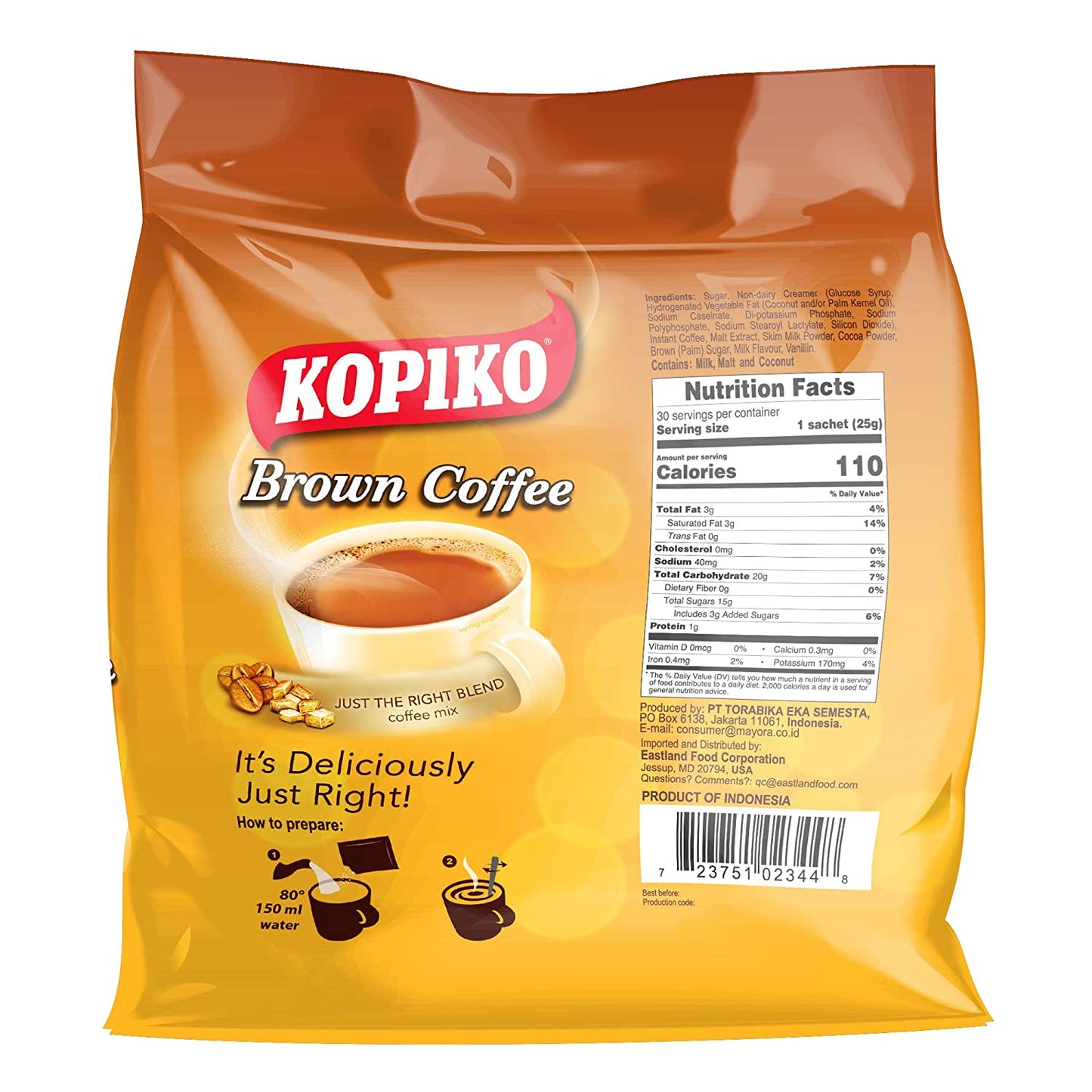 Kopiko Instant 3 In 1 Brown Coffee - 2.65 Ounce (Pack of 30)