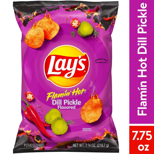 Lay's Flamin' Hot Dill Pickle Flavored Potato Chips, 7.75 oz Bag - Pre Order