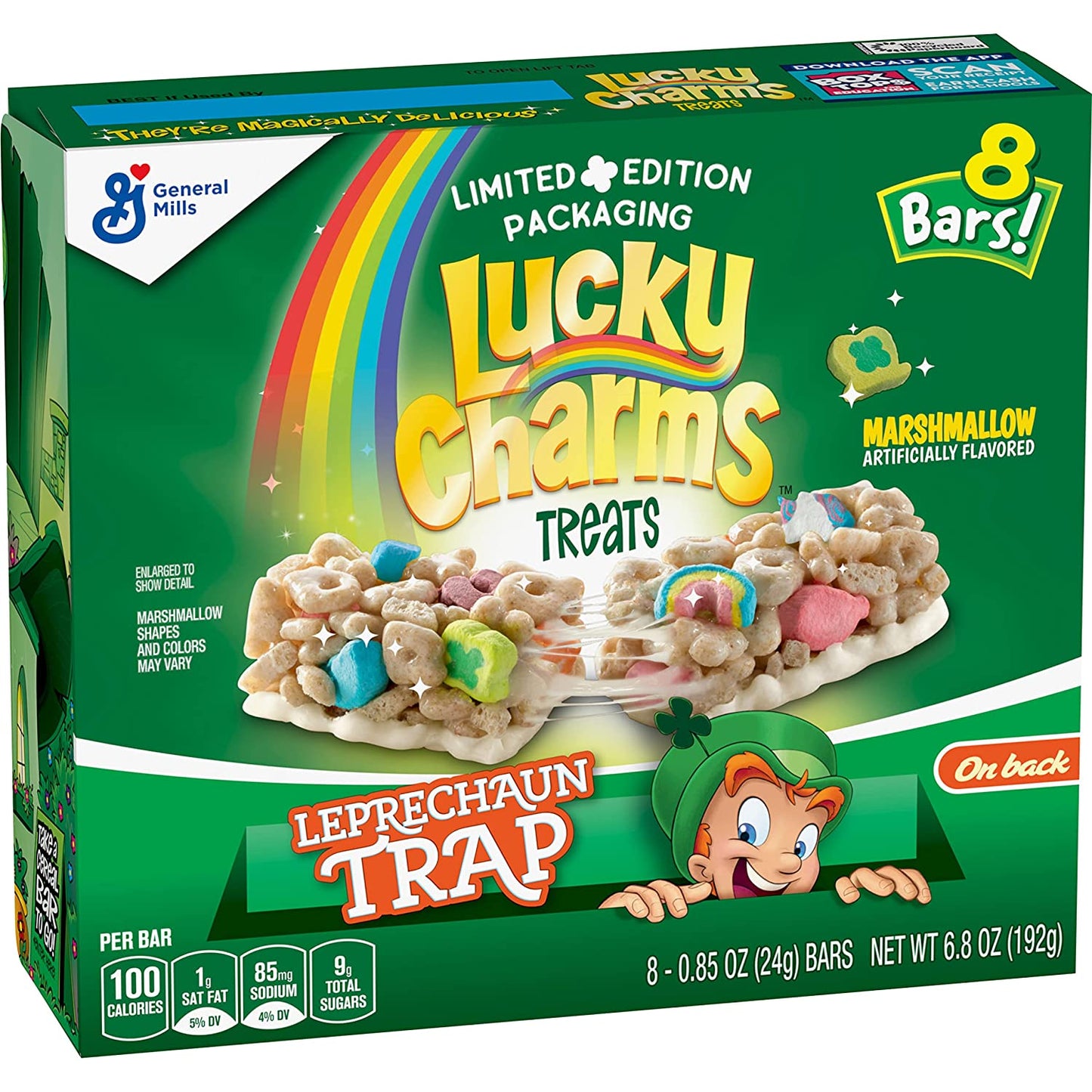 Lucky Charms Breakfast Cereal Treat Bars, Snack Bars, 6.8 oz, 8 ct (Pack of 6)