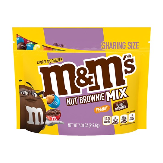 M&M’S NUT BROWNIE MIX 7.5 OZ BAG, SHARING SIZE