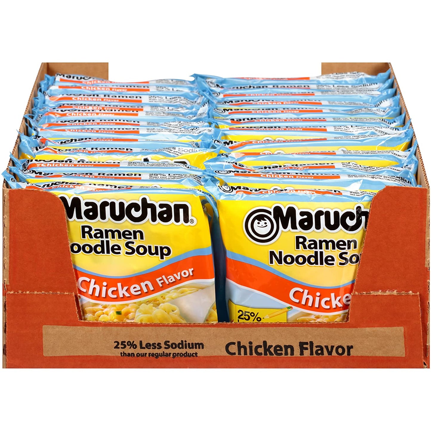 Maruchan Ramen Less Sodium Chicken, 3.0 Oz, Pack of 24