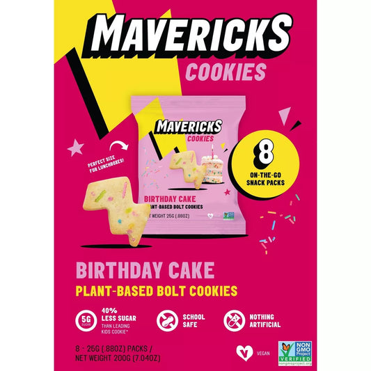 Mavericks Healthy Kid Snacks Vegan Birthday Cake Cookies – 7oz/8ct