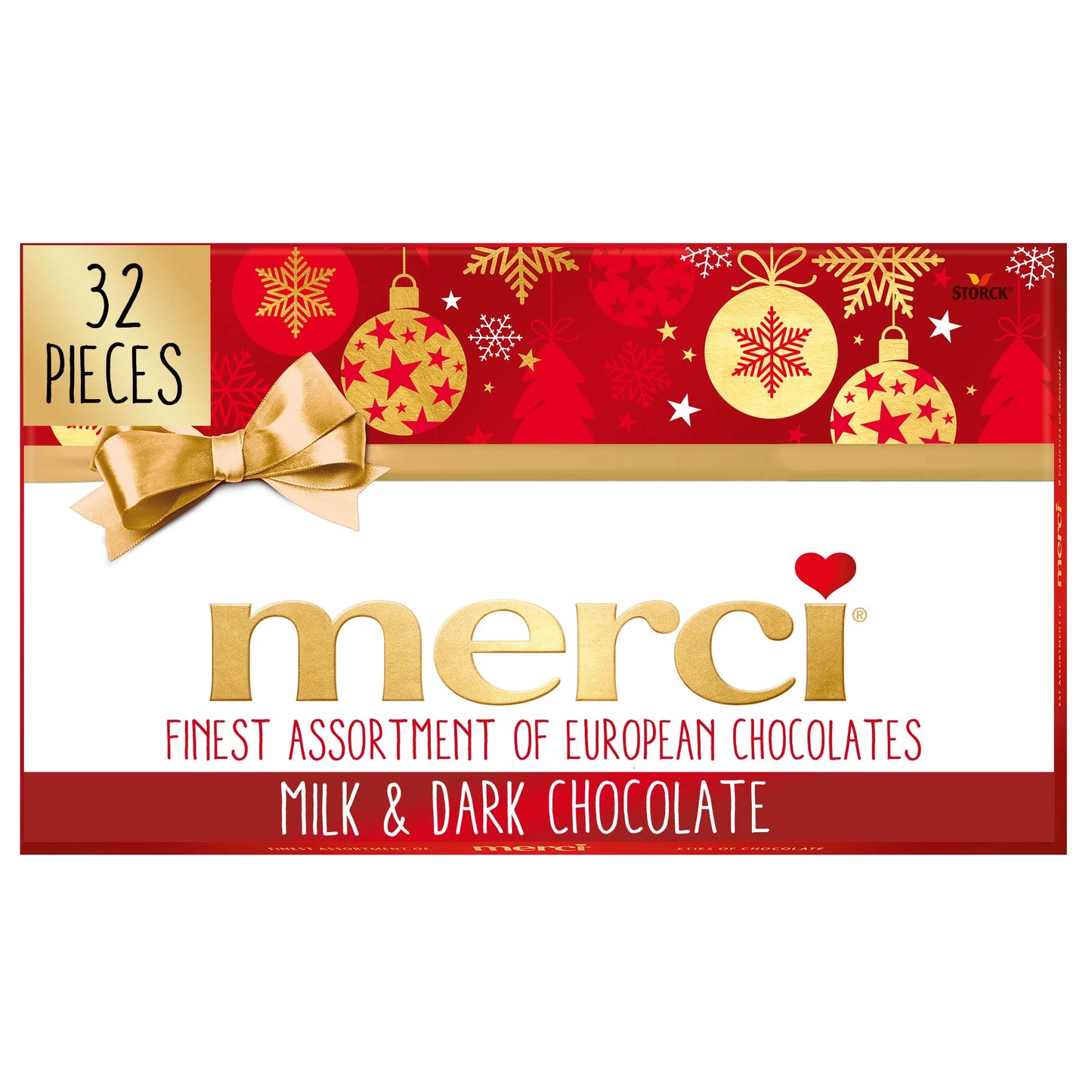 Merci Finest Assortment of European Chocolates, Holiday Candy Gift Box, Count Per Pack- 32 Count (14.1 Oz)