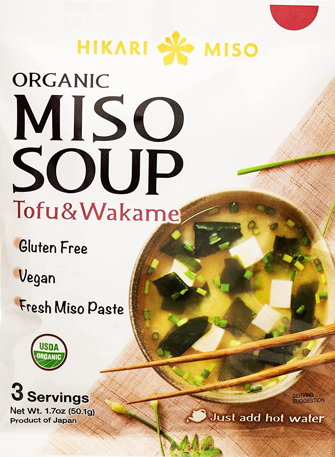 Miso Soup Instant - Hikari Miso Organic Instant Miso Soup with Tofu and Wakame - No MSG, Vegan, Gluten Free, USDA organic - Made in Japan