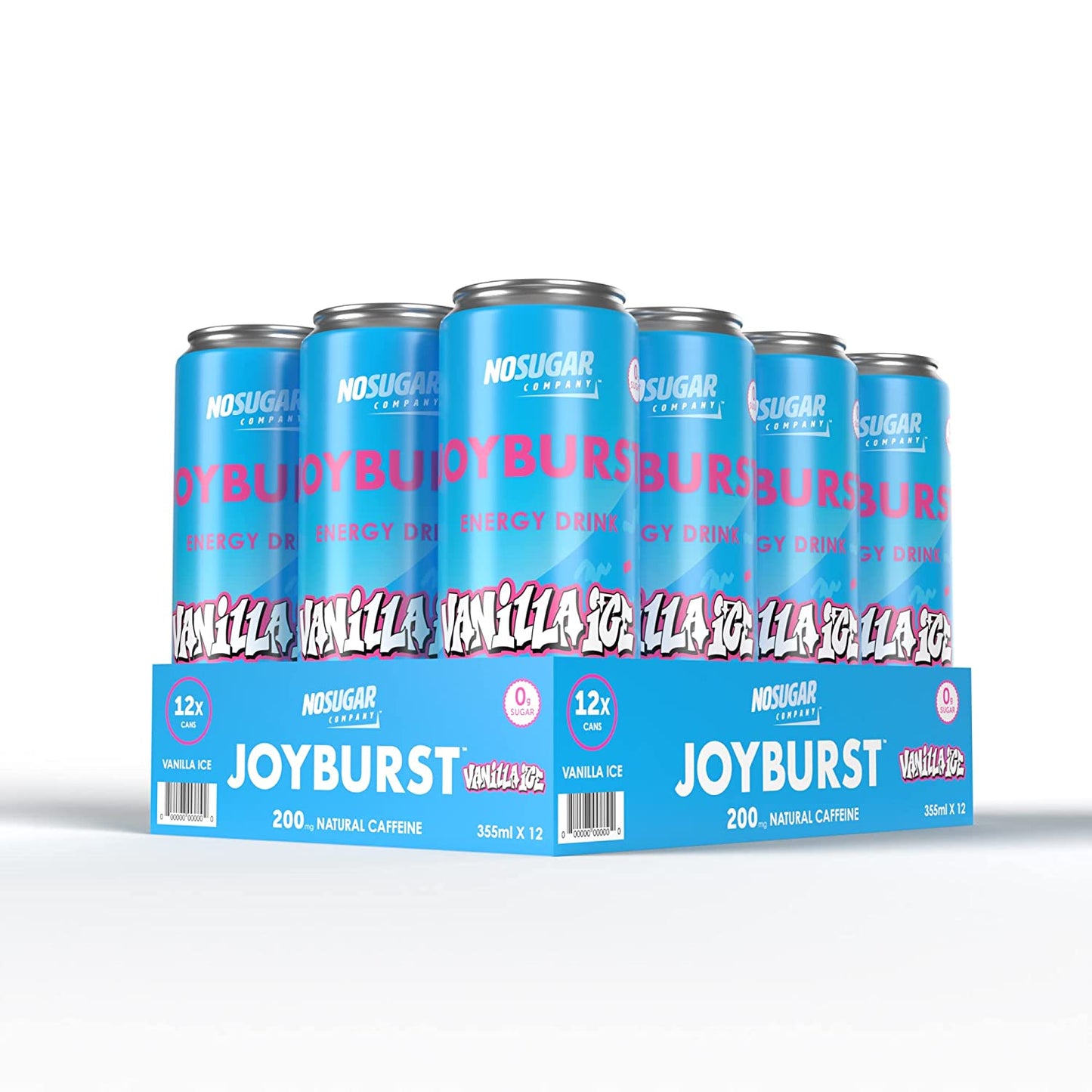 NEW: Vanilla Ice Energy Drink, Tastes like Cotton Candy with a hint of Blueberries, Joyburst, Sugar Free, Naturally Caffeinated, Sparkling energy drink, Zero Calorie- 12 Fl Oz (12 pack)