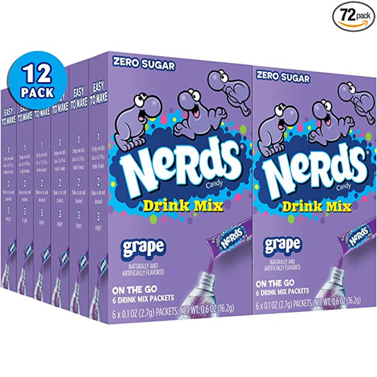 Nerds, Grape – Powder Drink Mix, Delicious hydration, 12 boxes makes 72 drinks
