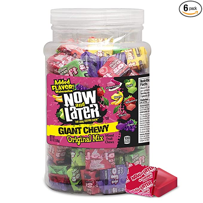 Now & Later Chewy Mixed Fruit Chews Assorted, 38 Ounce Jar
