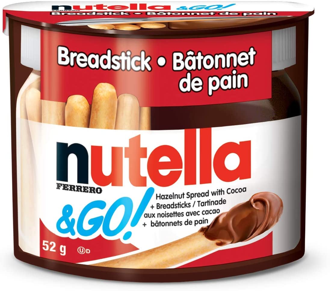 Nutella and Go Snack Packs, Chocolate Hazelnut Spread with Breadsticks, 52 Grams, Pack of 10