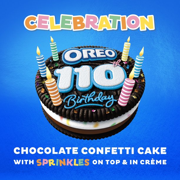 OREO 110th Birthday Chocolate Confetti Cake Cookies Limited Edition, 12.2 oz Pack - OOS