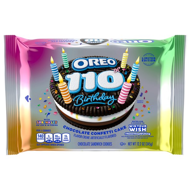 OREO 110th Birthday Chocolate Confetti Cake Cookies Limited Edition, 12.2 oz Pack - OOS
