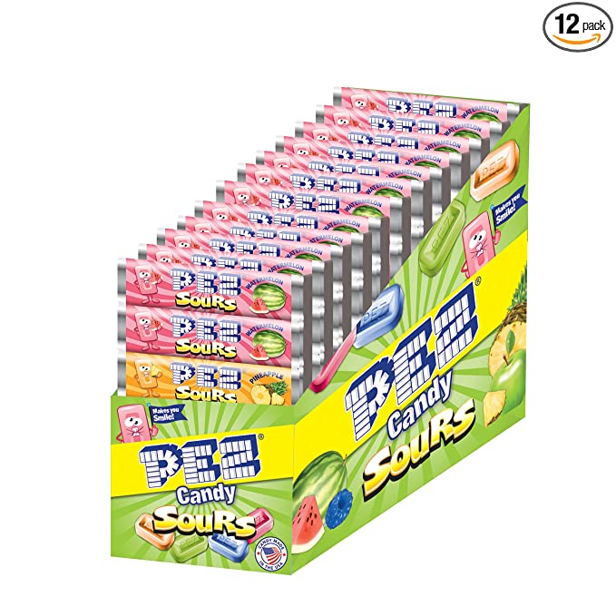 PEZ Candy PEZ Refills, 6- Packages, (Pack of 12) Sourz Candy 72 Count