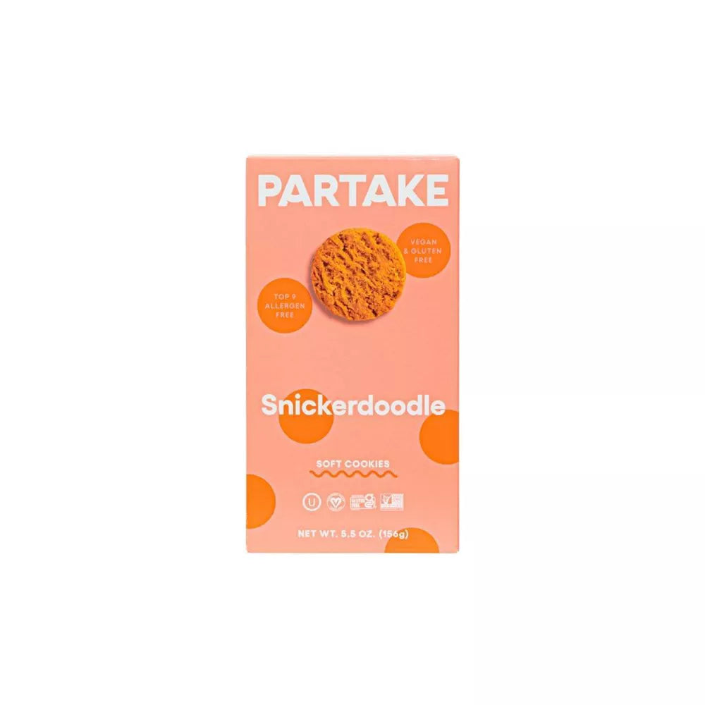 Partake Gluten Free Vegan Soft Baked Snickerdoodle Cookies - 5.5oz