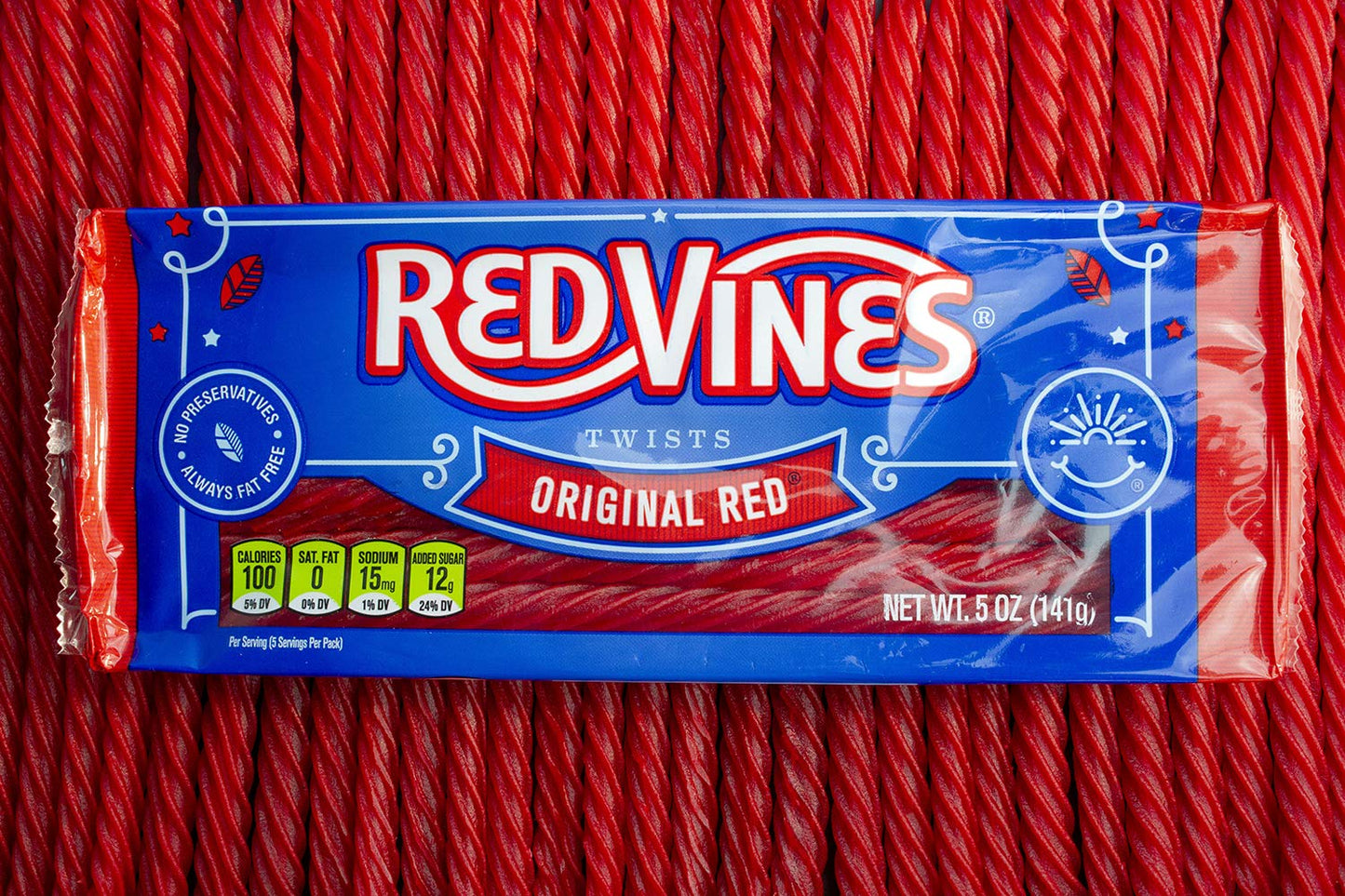 Red Vines Licorice Twists, Original Red Flavor, Soft & Chewy Candy, 5oz Tray  (24 Pack)