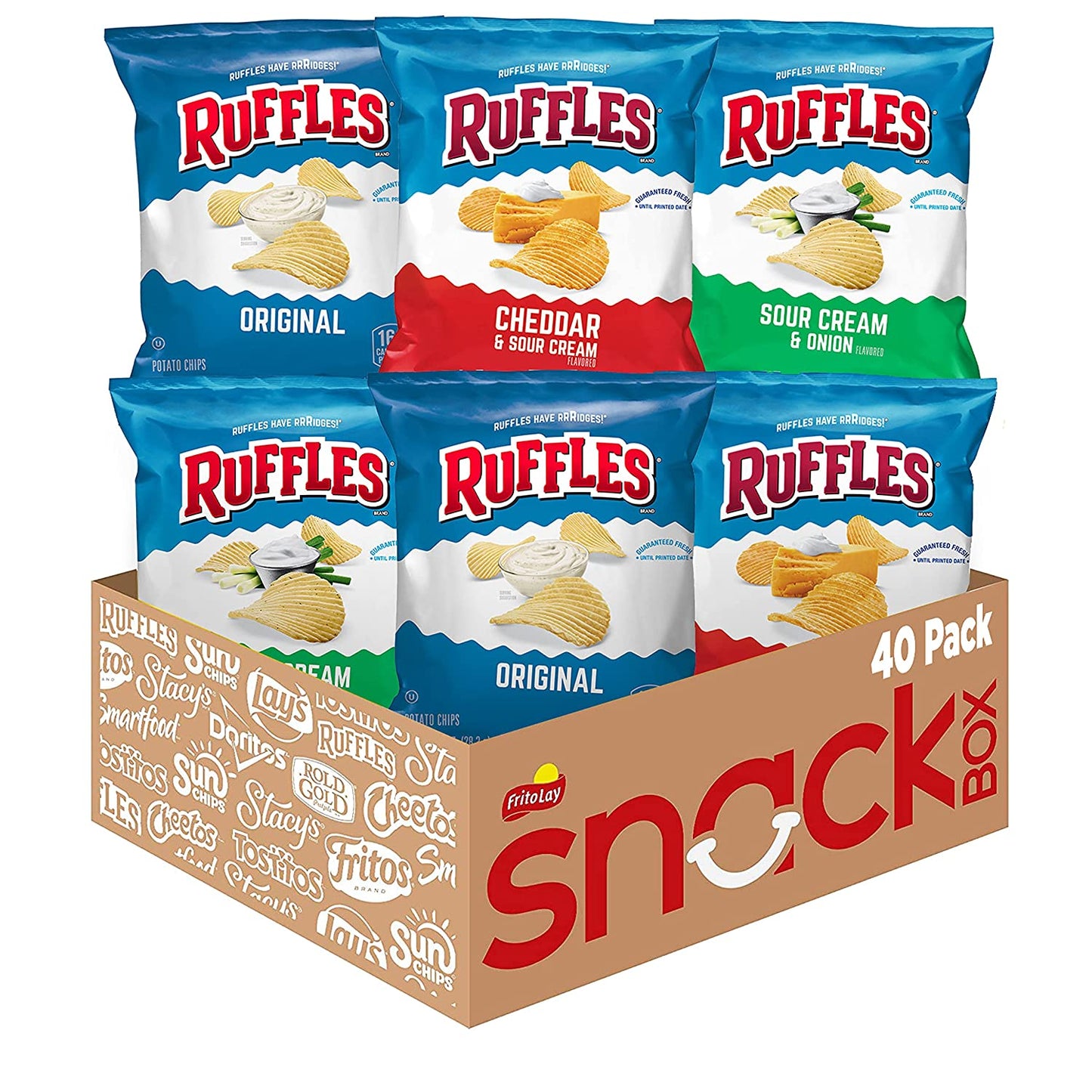 Ruffles Potato Chips Variety Pack, 1 Ounce (Pack of 40)