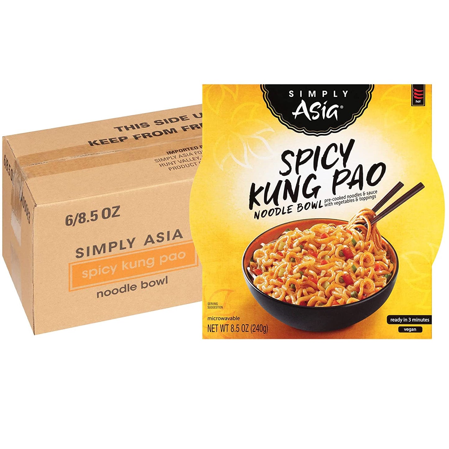 Simply Asia Spicy Kung Pao Noodle Bowl, 8.5 oz (Pack of 6)