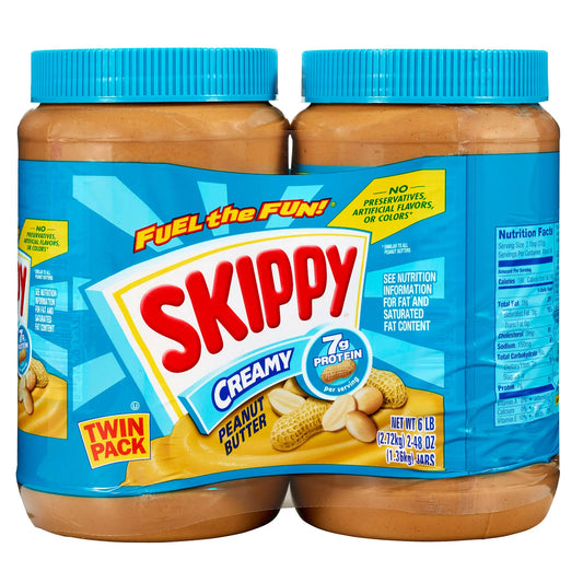 Skippy Creamy Peanut Butter Spread (48 oz, 2 pack) - 6 LBS