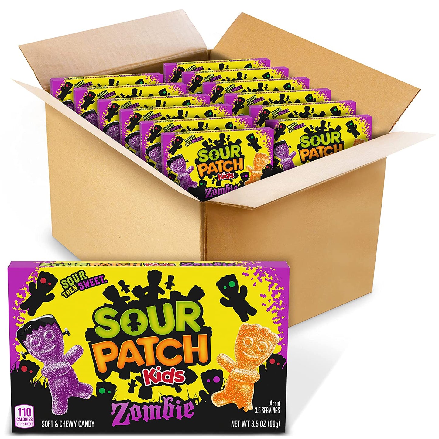 Sour Patch Kids Zombies Halloween Gummy Candy Theater Box - 12 Pack