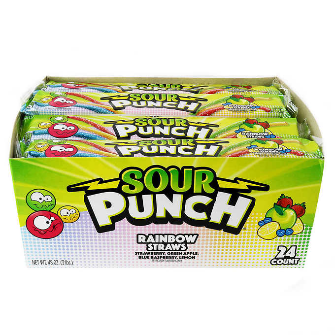 Sour Punch Straws, Rainbow, 2 oz, 24-count - USA