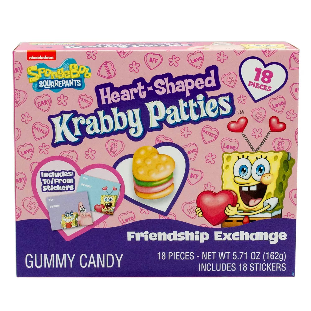 SpongeBob Valentine's Krabby Patties Heart Shaped Gummy Candy - 5.71oz/18ct
