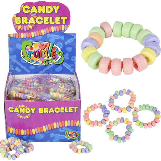 Stretchable Candy Bracelet, Multicolor Fruit-Flavored Chewables for Party Favors (24-Pack)