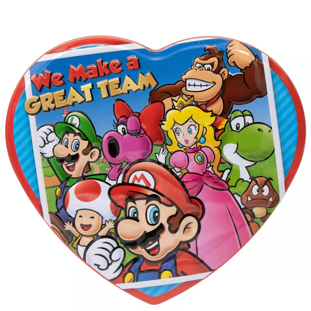 Super Mario Valentine's Heart Tin with Milk Chocolate - 3.6oz