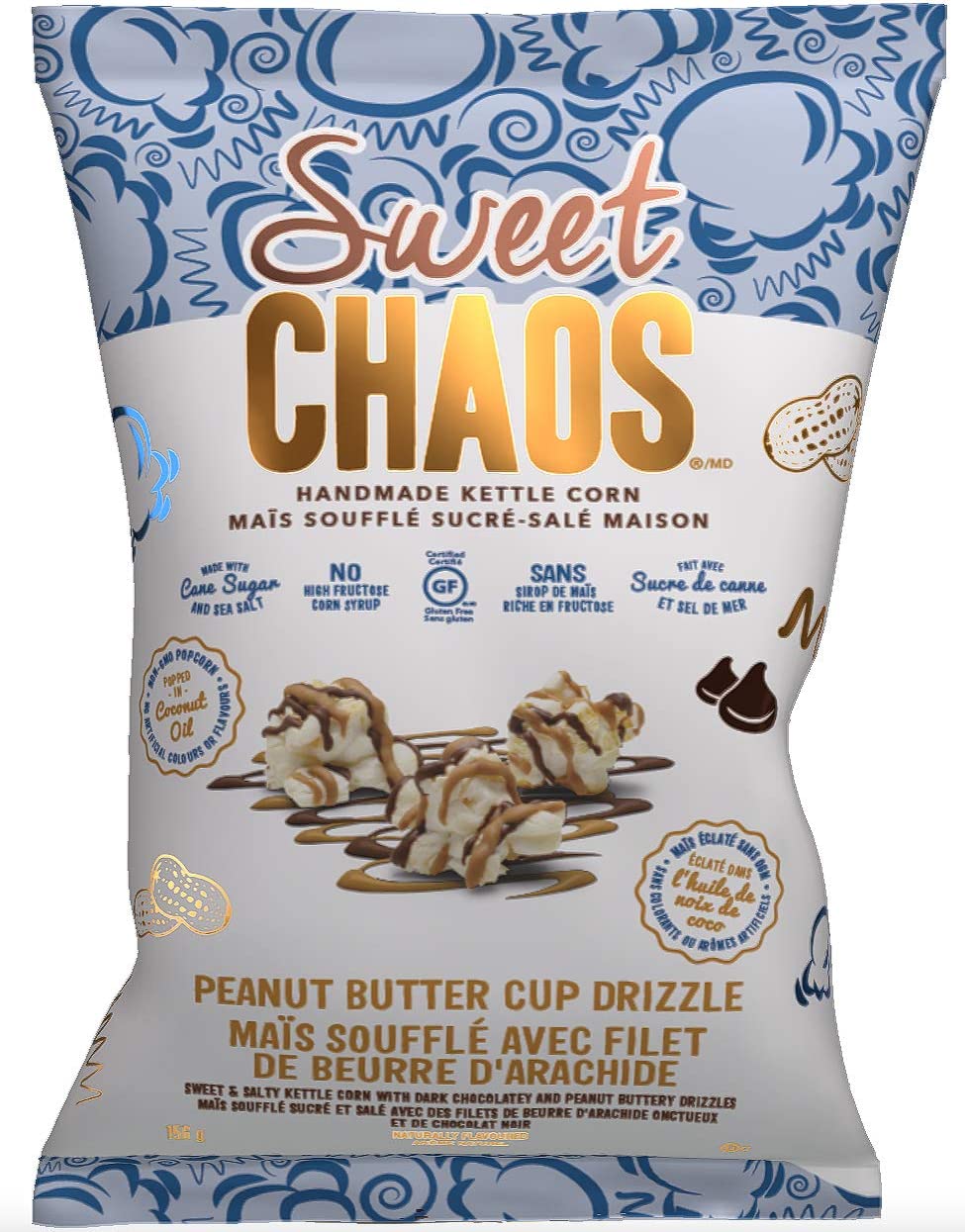 Sweet Chaos Popcorn, Peanut Butter Cup Drizzle, 5.5 Ounce Bag