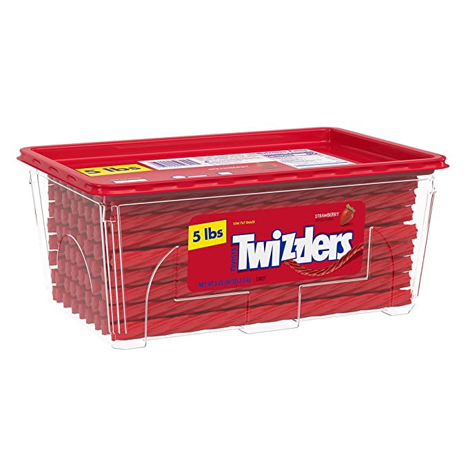 TWIZZLERS Twists Strawberry Flavored Chewy Candy, 5 lb Bulk Container