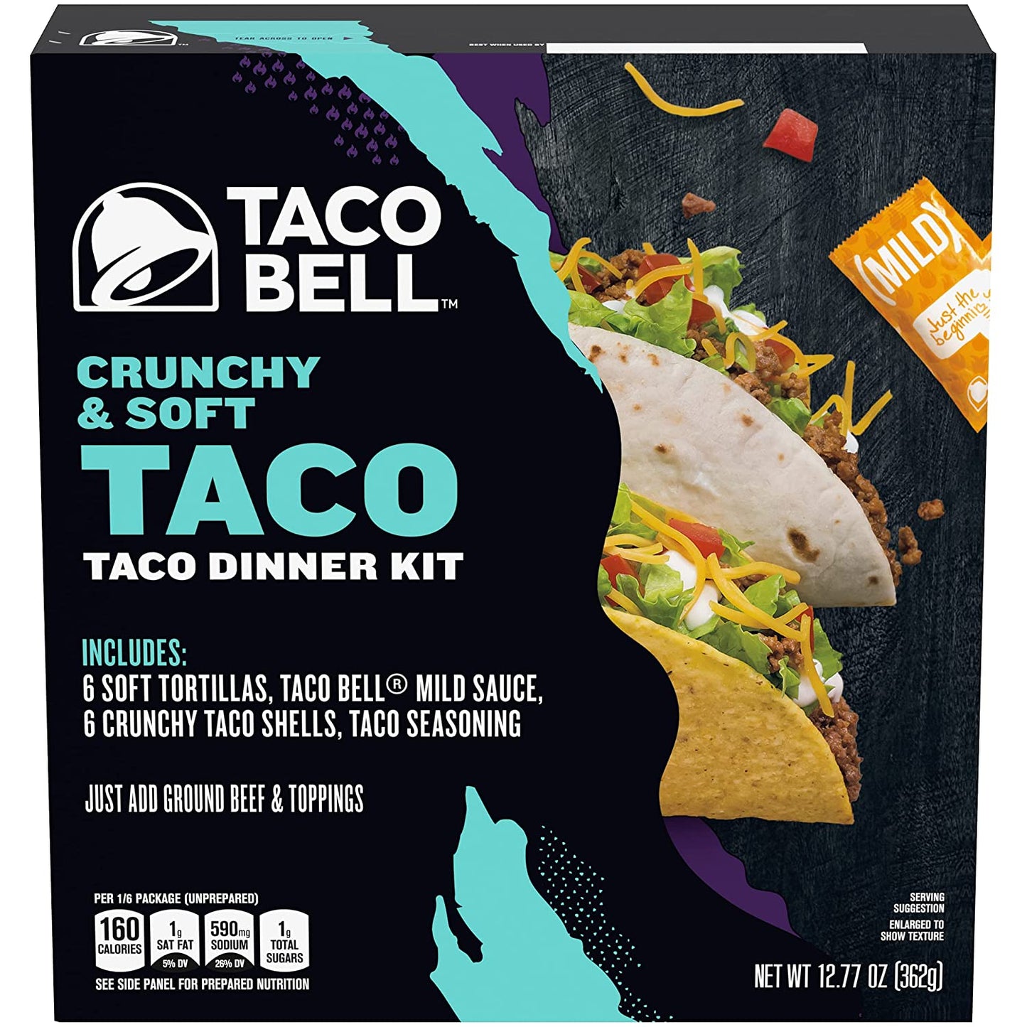 Taco Bell Crunchy & Soft Taco Dinner Kit, 12.77 oz Box (Pack of 10)