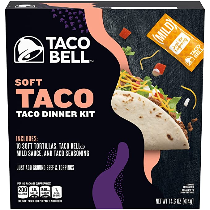 Taco Bell Taco Dinner Kit, Soft, 14.6 Ounce - 10 Tortillas - USA - RARE