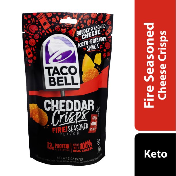 Taco Bell, Keto Friendly, Fire Seasoned Cheddar Cheese Crisp Crackers, 2 oz