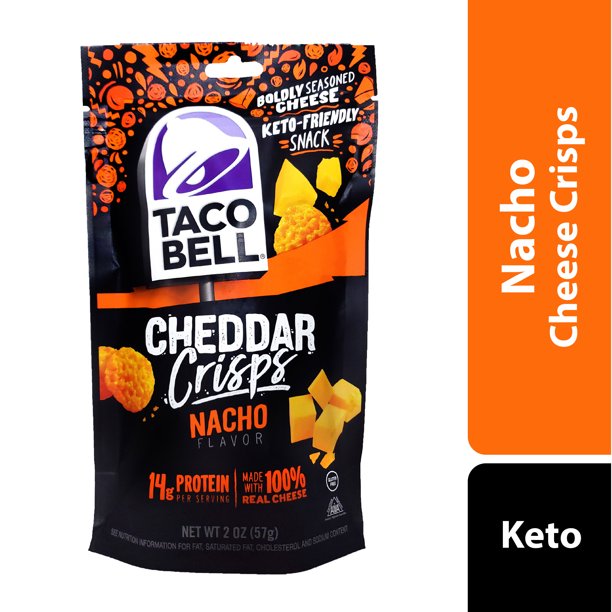 Taco Bell, Keto Friendly, Nacho Flavor Cheddar Cheese Crisp Crackers, 2 oz
