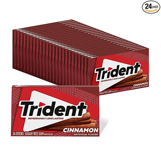 Trident Cinnamon Sugar Free Gum, 24 Packs of 14 Pieces (336 Total Pieces)